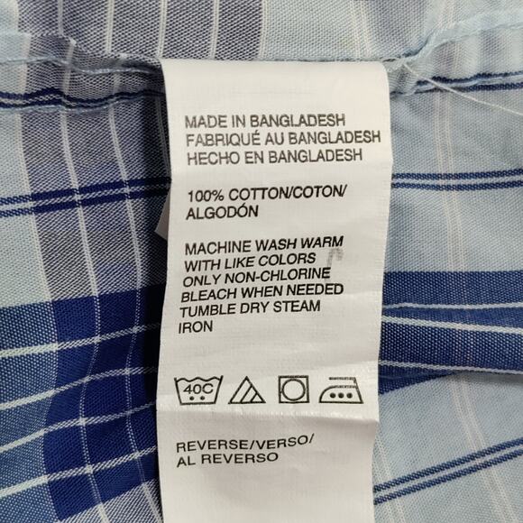 IZOD Light Weight Poplin Mens Shirt Size 2XL Blue Plaid Cotton Casual Preppy NWT - Picture 14 of 16